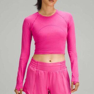 Swiftly Tech Cropped Long-Sleeve Shirt 2.0, Sonic Pink, Size 6